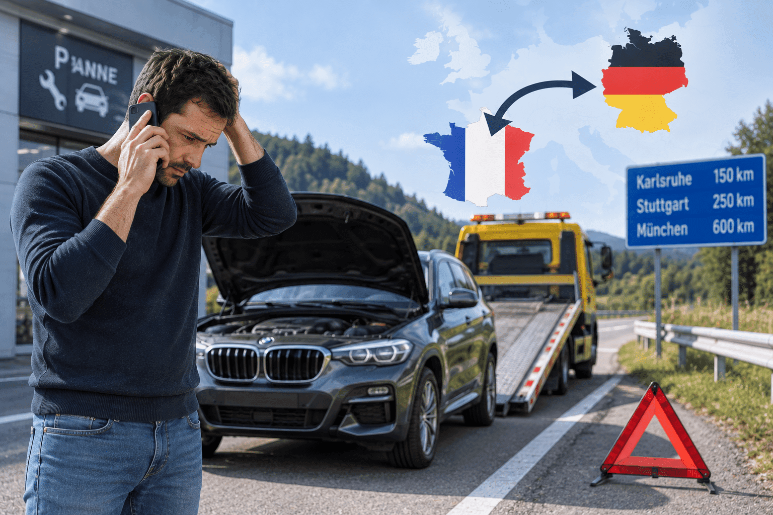 qui paie le transport vers le garage allemand