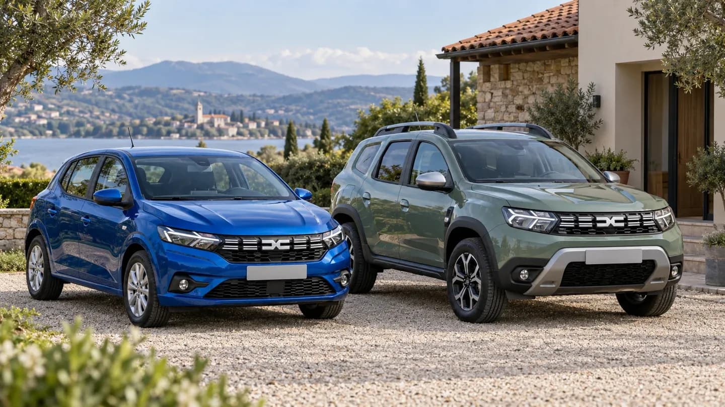 Dacia Sandero et Duster côte à côte, illustration du choix entre citadine et SUV