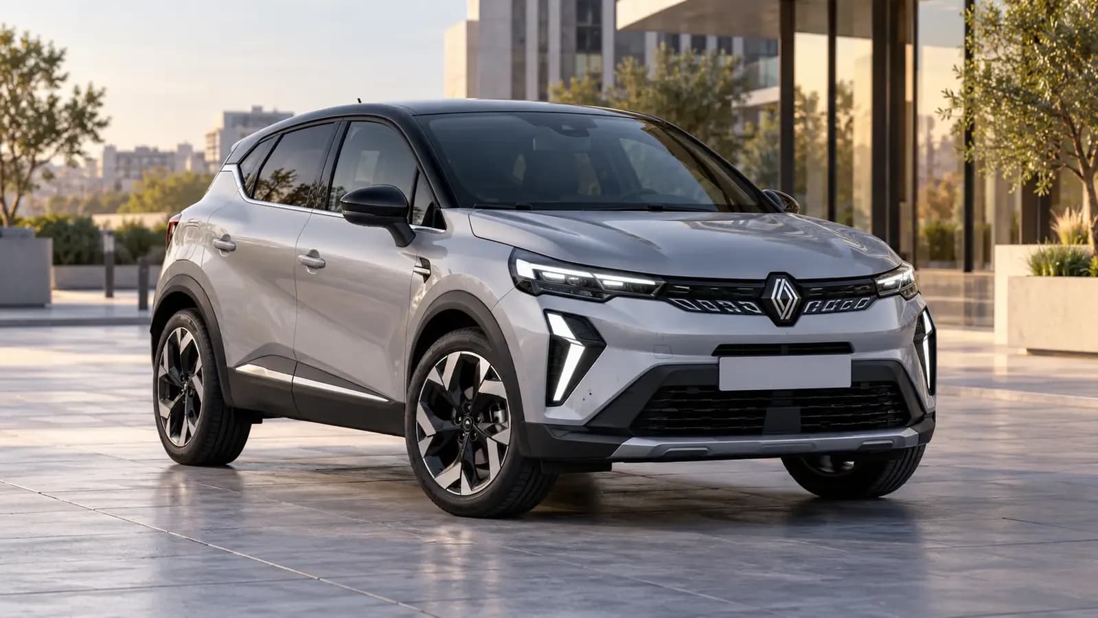 Illustration générée d’une Renault Captur II, vue de trois quarts avant.