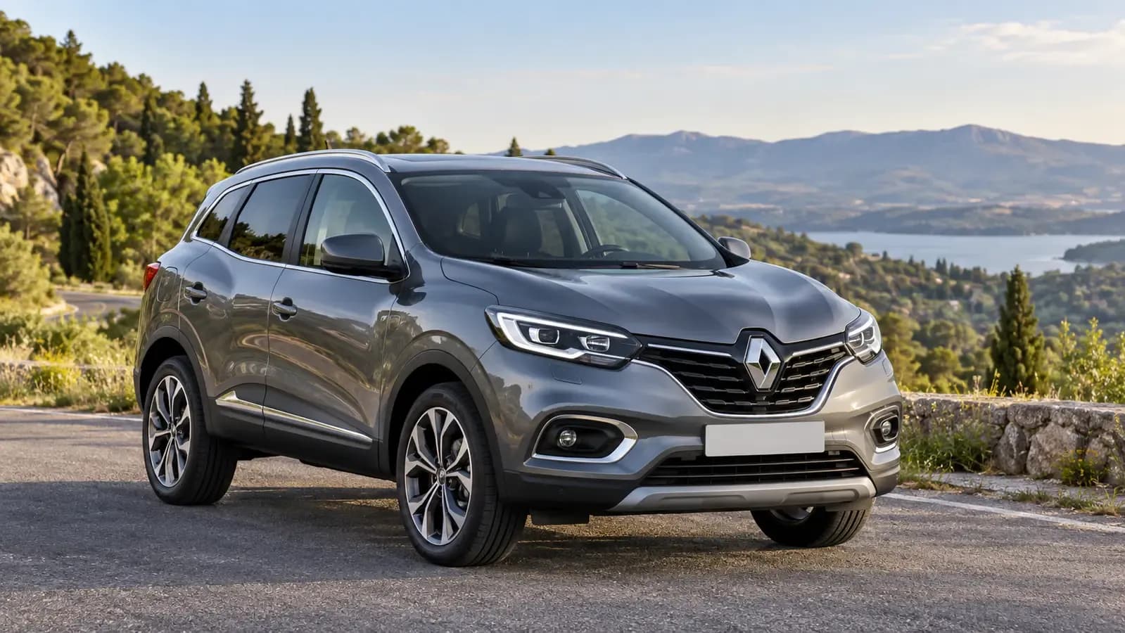 Illustration générée d’une Renault Kadjar, vue de trois quarts avant.